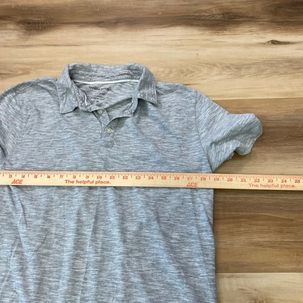 Banana Republic Polo Shirt Size M Vintage Short Sleeve Cotton Slub Grey